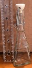 Vintage Unusual Glass  Triangular Bottle W bail   Stopper Closure