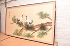 Japanese Vtg 4 Panel Folding Screen Asian Byobu Painted Chinese 59x34 Antique