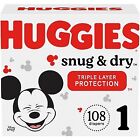 Huggies Snug   Dry Baby Disposable Diapers Super Pack - Size 1 - 108ct