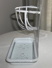 Antique French Metal White Enamel Ware Wall Mount Soap Dish Sponge Holder