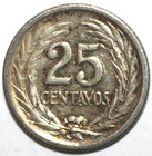 El Salvador 25 Centavos Coin 1953 Km  137 Silver  900 Twenty-five