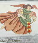 Nos Htf  Estate Joan Thomasson Stitchin Stuff Peach 5 angel Ornament Needlepoint
