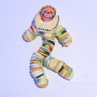 Vintage Crochet Clown Doll Yellow White Slinky Body Rubber Sad Face 12  Handmade