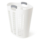 New White Plastic Laundry Hamper 2 Pack Easy Carry Flex 87l Storage Baskets