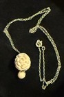 Vintage Carved Rose Pendent Sterling Silver Chain