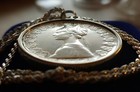 Rare Silver Genuine 500 Lire Italian Coin Pendant  16  925 Italian Rope Chain  