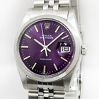 Vintage Rolex Oysterdate Precision 6694 Sunburst Purple Men Steel Watch