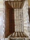 Vintage Rectangle Wicker Basket 18   x11   x12    Deep Woven Wood Organizer Basket J2