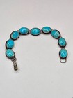 Vintage Sterling Silver Turquiose Signed Chunky Bracelet Signed