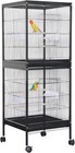 55 Inch 2 In 1 Large Bird Cage Bird Aviary Indoor With Multi-door Design Black