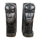 Vintage African Hand Carved Ebony Wood Tribal Bust Bookends Tanganyika Africa