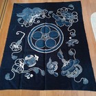 Japanese Indigo Cotton Fabric 155x127cm Family Crest Thick Vintage Boro Textile