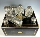 Antique French Sterling Silver  Crystal Travel Vanity  Trousse D  Voyage  C1850s