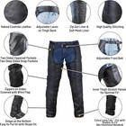 Premium Black Motorcycle Leather Chaps Men Women Biker Zip Out Liner  Size 9xl