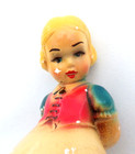 Vintage 1940s A  Backer Carnival Souvenir Chalkware Girl Holding A Ball Figurine