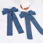 2pcs 5 5  Denim Hair Bow Clip Big Blue Jeans Long Tail Ribbon Bowknot Xmas Gift