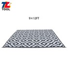 9x12ft Outdoor Rug Outdoor Indoor Rv Mat Carpet For Patio Backyard Black   White