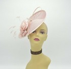 M8184  Blush  kentucky Derby Church Wedding Easter Tea Party Sinamay Fascinator