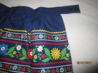 Vintage Unused Handmade Navy Floral Print Half Apron W  Button Waist   Ric Rac