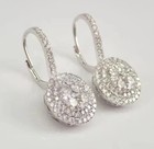 2ct Lab Created Diamond Round Drop   Dangle Earrings 14k White Gold Plated