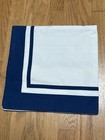 Pottery Barn Euro Sham Navy Blue Border Appliqu   On White 100  Cotton