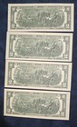 Lot Of  4  1976  2 Two Dollar Bills Unc - 2 Sequential Consecutive Pairs 