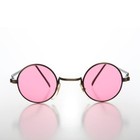 Small Round Pink Lens Hippy Vintage Sunglasses - Chan