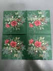 Two Single Cocktail Napkins For Decoupage Christmas Flowers Floral Pine Cones