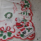 Vtg 50s Christmas Hankie  Santa  Candles Holy  Trees  13    Square Unused W tag