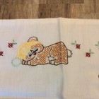 Vintage Handmade Cross-stitch Baby Pillowcase Crib   Carriage  16  X 12  Bears
