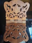 Vintage Wood Book Holder Folding Hand Carved Stand  Bible  Cookbook  New Look