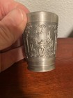 Vintage Rein Zinn Bleifrei Germany Pewter Embossed Shot Glass - Tavern Scenes