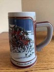 Set Of 2 Budweiser Clydesdales Christmas Steins  1989   C Collector s Series 