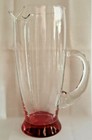 Vintage Mcm 9-1 8  Cocktail Martini Glass Pitcher With Pink Colored Base