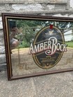 Vintage Michelob Amber Bock Mirror Glass Wall Wooden Frame Beer Bar Mancave Sign