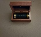 6  Mini Marine Pirate Spyglass Telescope Brass Leather Wrap Wooden Box Nautical