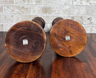 Pair Of Vintage Indonesian Open Barley Twist Candle Stands 23    And 20 