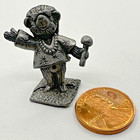 Vintage Pewter Small Singing Disco Teddy Bear Miniature Figurine