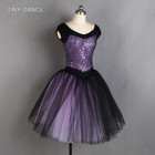Cap Sleeves Ballet Dance Tutu Romantic Ballerina Dress Purple Black Ballet Dress