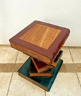 Vintage Trompe L   oeil Stacked Book Table Hand Painted Real Walnut Top Insert