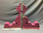 Antique Pair Wood Corbel Roof Bracket Victorian Shabby Magenta Vtg Old 78-25b