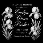 Custom Human Memorial Stone Granite Grave Marker Photo Engraved 12x12 Flowers