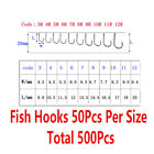 500pcs Fish Hooks Fishing Black Silver Sharpened With Box Quality Kit 10 Sizes