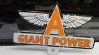 Porcelain Advertising Sign Flying A Giant Power License Plate Topper 
