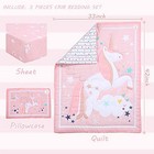  Crib Bedding Set For Girls - Pink Baby Nursery Sets 3 Pieces Quilt Comforter 