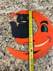 Vintage 1940s H e  Luhrs Die Cut Black Cat On The Moon 14  Halloween Decor Usa