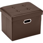  Ottoman With Storage Folding Leather Ottoman Footrest Foot Stool Brown Coffee