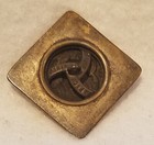 Antique Square Brass Button W king Arthur dog Border Design  1-3 4 