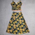 Corey Lynn Calter Skirt Top 2-piece Set Women s M s Yellow Floral Peplum A-line