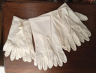 3 Pairs Of Wrist Length White Gloves  Various Sizes  Lace  Excellent Condition
